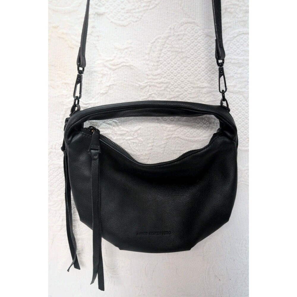 Aimee Kestenberg Crossbody Fringe Slouchy Satchel Handbag Black Leather Classic